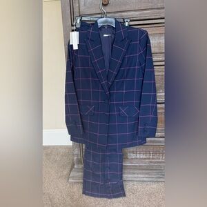 Trina Turk Rockefeller Center Jacket Suit / Navy Pink Stripe / Size 2 / NWT